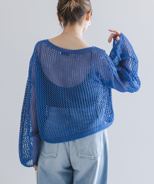 Noble（ノーブル）の「メッシュショートプルオーバー（ニット/セーター・レディース・ホワイト系その他/ライトグリーン/チャコールグレー/ブルー・FREE）」の15枚目の写真