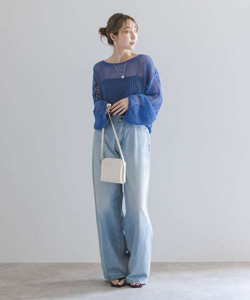 Noble（ノーブル）の「メッシュショートプルオーバー（ニット/セーター・レディース・ホワイト系その他/ライトグリーン/チャコールグレー/ブルー・FREE）」の16枚目の写真