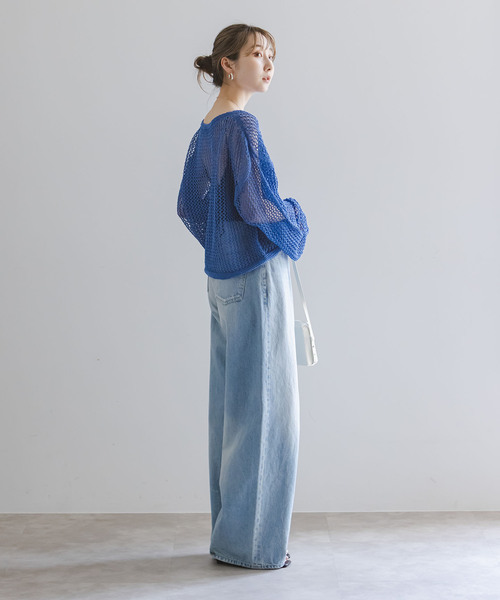 Noble（ノーブル）の「メッシュショートプルオーバー（ニット/セーター・レディース・ホワイト系その他/ライトグリーン/チャコールグレー/ブルー・FREE）」の17枚目の写真