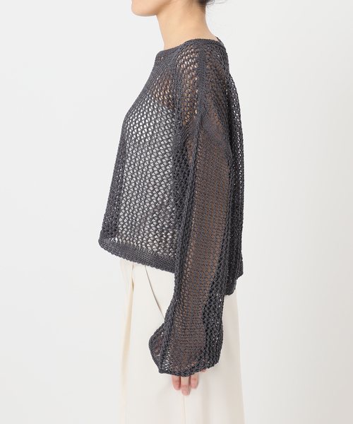 Noble（ノーブル）の「メッシュショートプルオーバー（ニット/セーター・レディース・ホワイト系その他/ライトグリーン/チャコールグレー/ブルー・FREE）」の20枚目の写真