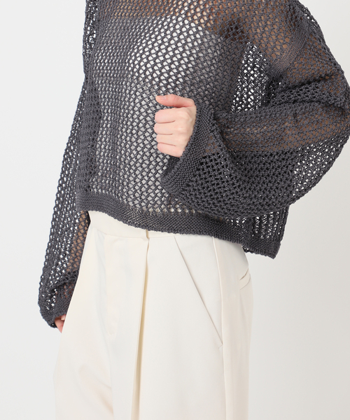 Noble(ノーブル)の「【洗える】メッシュショートプルオーバー(ニット/セーター・レディース・ホワイト系その他/ライトグリーン/チャコールグレー/ブルー・FREE)」の11枚目の写真