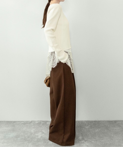 on:nue（オンニュ）の「【on:nue】[着用動画あり！] ヘムレースノースリーブトップス（Tシャツ/カットソー・レディース・ブラック/アイボリー・FREE）」の21枚目の写真