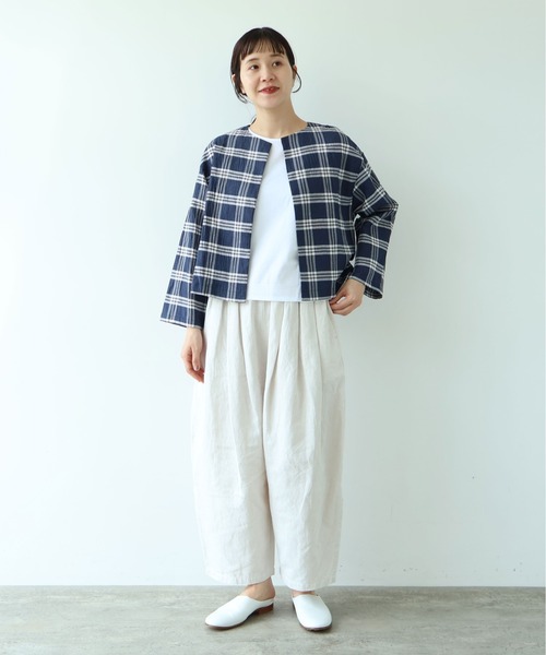 yuni(ユニ )の「△L/C/Pe washer check haori blouse(シャツ/ブラウス・レディース・ネイビー・FREE)」の3枚目の写真