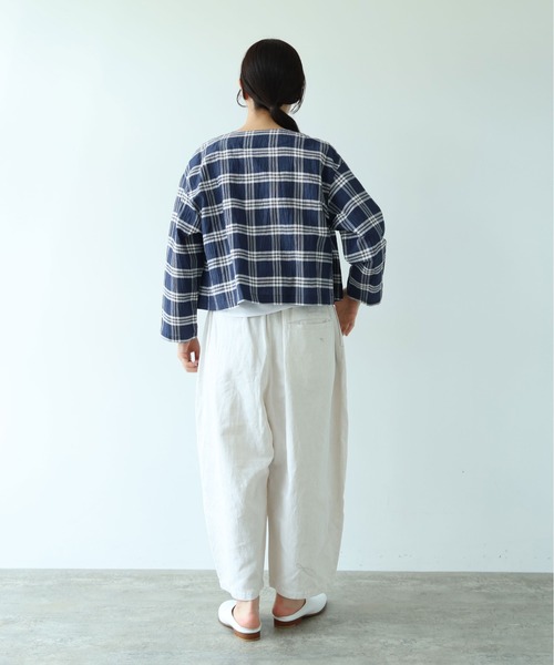 yuni(ユニ )の「△L/C/Pe washer check haori blouse(シャツ/ブラウス・レディース・ネイビー・FREE)」の5枚目の写真