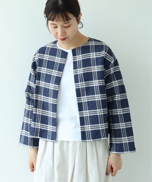 yuni(ユニ )の「△L/C/Pe washer check haori blouse(シャツ/ブラウス・レディース・ネイビー・FREE)」の7枚目の写真