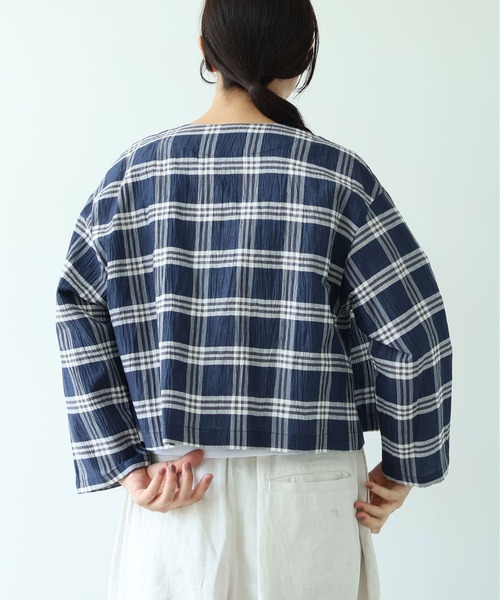 yuni(ユニ )の「△L/C/Pe washer check haori blouse(シャツ/ブラウス・レディース・ネイビー・FREE)」の9枚目の写真