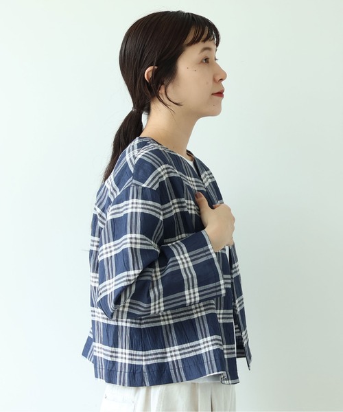 yuni(ユニ )の「△L/C/Pe washer check haori blouse(シャツ/ブラウス・レディース・ネイビー・FREE)」の10枚目の写真