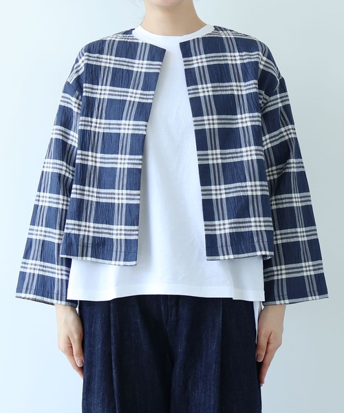 yuni(ユニ )の「△L/C/Pe washer check haori blouse(シャツ/ブラウス・レディース・ネイビー・FREE)」の11枚目の写真
