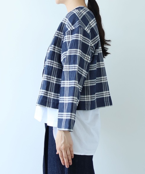 yuni(ユニ )の「△L/C/Pe washer check haori blouse(シャツ/ブラウス・レディース・ネイビー・FREE)」の12枚目の写真