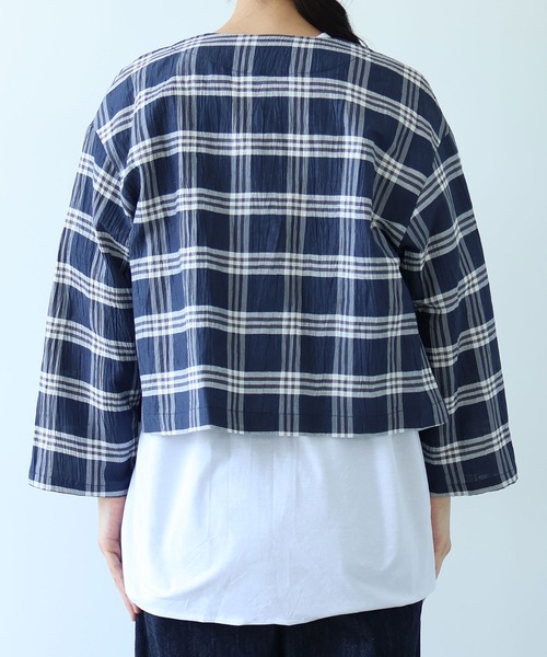 yuni(ユニ )の「△L/C/Pe washer check haori blouse(シャツ/ブラウス・レディース・ネイビー・FREE)」の13枚目の写真