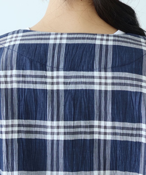 yuni(ユニ )の「△L/C/Pe washer check haori blouse(シャツ/ブラウス・レディース・ネイビー・FREE)」の14枚目の写真