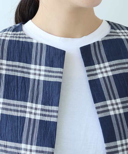 yuni(ユニ )の「△L/C/Pe washer check haori blouse(シャツ/ブラウス・レディース・ネイビー・FREE)」の15枚目の写真
