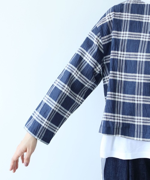 yuni(ユニ )の「△L/C/Pe washer check haori blouse(シャツ/ブラウス・レディース・ネイビー・FREE)」の16枚目の写真
