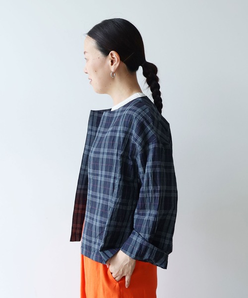 yuni(ユニ )の「△L/C/Pe washer check haori blouse(シャツ/ブラウス・レディース・ネイビー・FREE)」の22枚目の写真