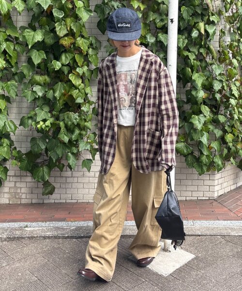 CIAOPANIC TYPY（チャオパニックティピー）の「チェックジャケット（テーラードジャケット・メンズ・ブラウン/ボルドー・LARGE/MEDIUM）」の11枚目の写真