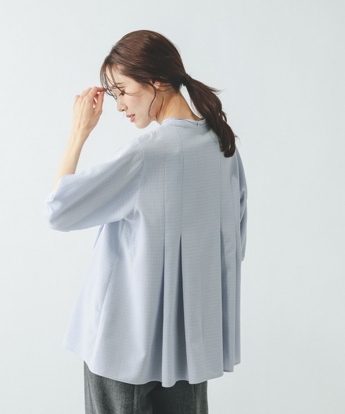 GLOBAL WORK（グローバルワーク）の「キレイつづくリボンタイブラウス/636618（シャツ/ブラウス・レディース・ブルー系その他/グレー系その他7/オフホワイト・LARGE/MEDIUM）」の3枚目の写真