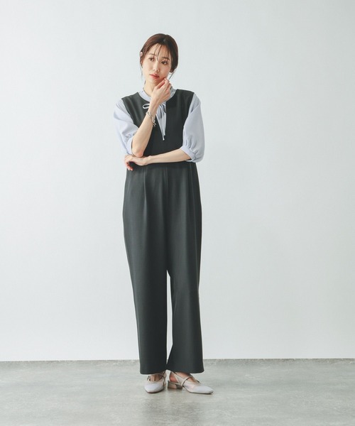 GLOBAL WORK（グローバルワーク）の「キレイつづくリボンタイブラウス/636618（シャツ/ブラウス・レディース・ブルー系その他/グレー系その他7/オフホワイト・LARGE/MEDIUM）」の12枚目の写真