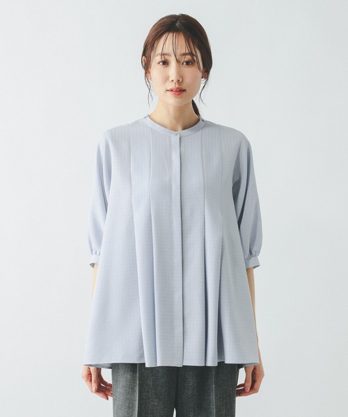 GLOBAL WORK（グローバルワーク）の「キレイつづくリボンタイブラウス/636618（シャツ/ブラウス・レディース・ブルー系その他/グレー系その他7/オフホワイト・LARGE/MEDIUM）」の19枚目の写真