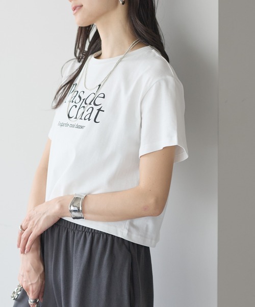 each(イーチ)の「クロップドロゴTシャツ(Tシャツ/カットソー・レディース・グレー/ホワイト・FREE)」の5枚目の写真
