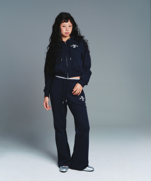 CLASSIC SLIM BOOT CUT SWEAT PANTS NAVY