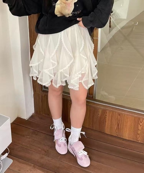 Achic（アシック）の「可愛い風フリルスカート（Tシャツ/カットソー・レディース・アイボリー/ホワイト/ブラック/ブラック系その他・M）」の13枚目の写真
