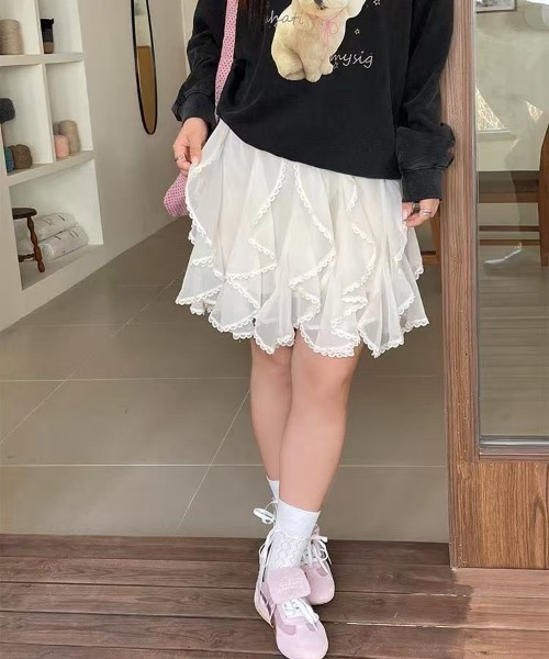 Achic（アシック）の「可愛い風フリルスカート（Tシャツ/カットソー・レディース・アイボリー/ホワイト/ブラック/ブラック系その他・M）」の14枚目の写真