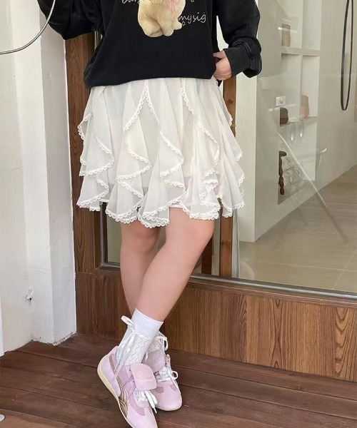Achic（アシック）の「可愛い風フリルスカート（Tシャツ/カットソー・レディース・アイボリー/ホワイト/ブラック/ブラック系その他・M）」の15枚目の写真