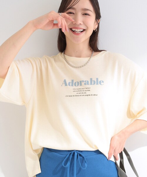 SHOO・LA・RUE(シューラルー)の「【洗濯機可/S-LL/選べる6柄】切りっぱなしお袖がこなれカジュアル 5分袖シアーTシャツ(Tシャツ/カットソー・レディース・ライトグレー系2/ホワイト系4/ピンク系2/サックスブルー系2/チャコール/ホワイト系3・04/03/02/01)」の1枚目の写真