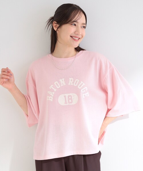 SHOO・LA・RUE(シューラルー)の「【洗濯機可/S-LL/選べる6柄】切りっぱなしお袖がこなれカジュアル 5分袖シアーTシャツ(Tシャツ/カットソー・レディース・ライトグレー系2/ホワイト系4/ピンク系2/サックスブルー系2/チャコール/ホワイト系3・04/03/02/01)」の19枚目の写真