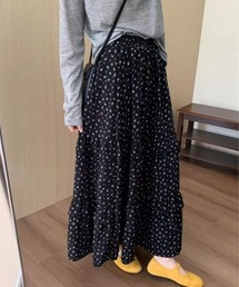 小花柄ティアードロングスカート