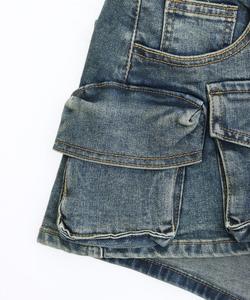 ANAP（アナップ）の「カーゴポケット デニム ミニスカートパンツ（スカート・レディース・ブラック/ブルー・S）」の13枚目の写真
