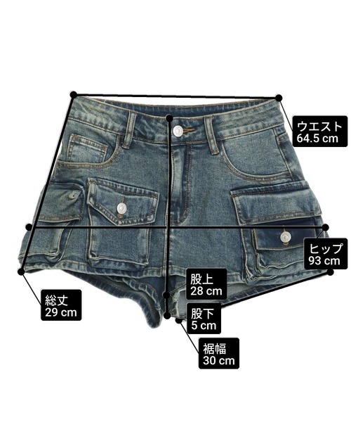 ANAP（アナップ）の「カーゴポケット デニム ミニスカートパンツ（スカート・レディース・ブラック/ブルー・S）」の15枚目の写真