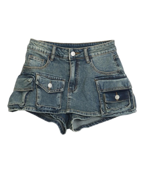 ANAP（アナップ）の「カーゴポケット デニム ミニスカートパンツ（スカート・レディース・ブラック/ブルー・S）」の16枚目の写真
