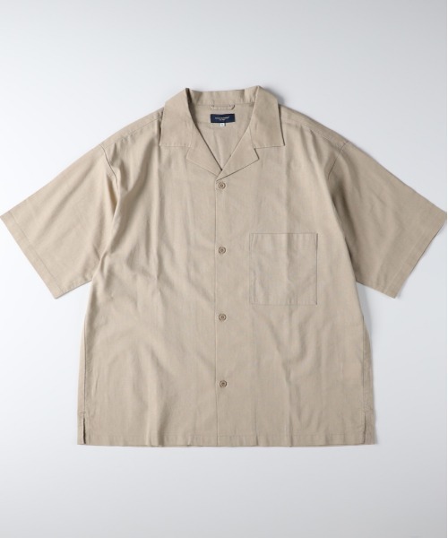 BACK NUMBER（バックナンバー）の「BACK NUMBER(バックナンバー)コットンリネン半袖シャツ（シャツ/ブラウス・メンズ・サックスブルー/グリーン/キナリ/ベージュ・S/M/L/XL）」の3枚目の写真