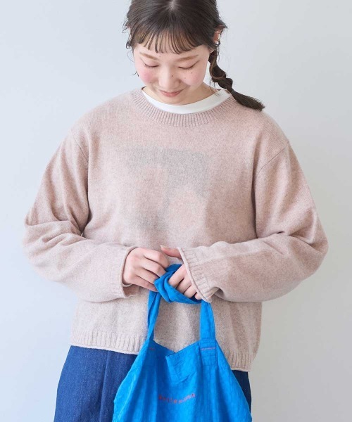 bulle de savon(ビュルデサボン)の「ジーロンラム クループルオーバー(ニット/セーター・レディース・ダークブラウン/サックスブルー/ピンク・FREE)」の3枚目の写真