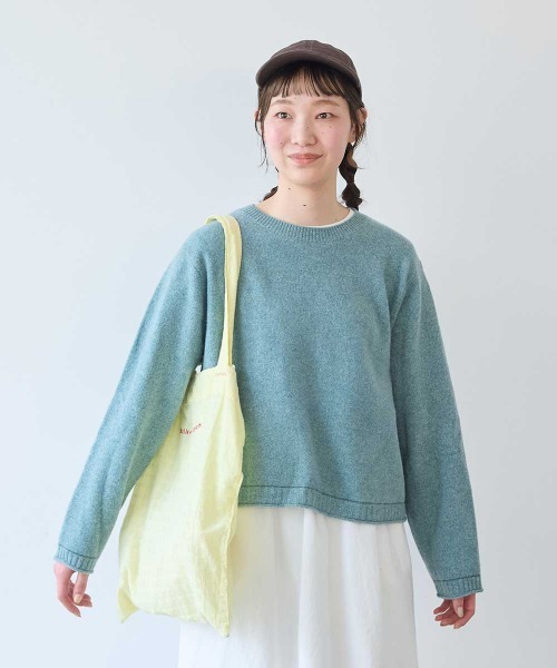 bulle de savon(ビュルデサボン)の「ジーロンラム クループルオーバー(ニット/セーター・レディース・ダークブラウン/サックスブルー/ピンク・FREE)」の16枚目の写真