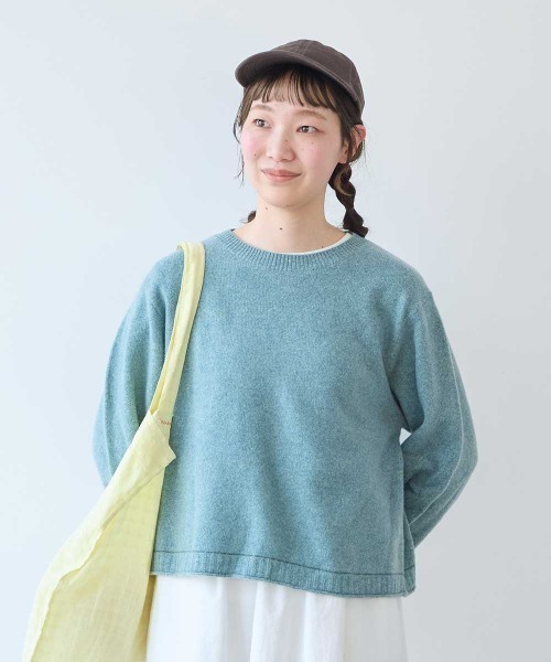 bulle de savon(ビュルデサボン)の「ジーロンラム クループルオーバー(ニット/セーター・レディース・ダークブラウン/サックスブルー/ピンク・FREE)」の15枚目の写真
