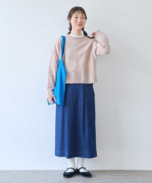 bulle de savon(ビュルデサボン)の「ジーロンラム クループルオーバー(ニット/セーター・レディース・ダークブラウン/サックスブルー/ピンク・FREE)」の20枚目の写真