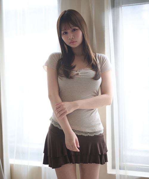 M DOLLY(エムドリー)の「Lace sadie layered dress / レースセイディレイヤードドレス(ワンピース・レディース・ブラウン・S/M)」の5枚目の写真