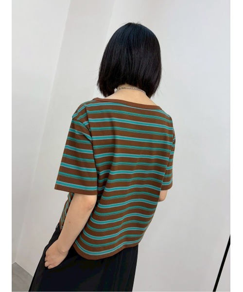 MIDVEIN(ミッドヴェイン)の「Border Tshirt(Tシャツ/カットソー・レディース・ブラウン/ブラック/ネイビー・FREE)」の7枚目の写真