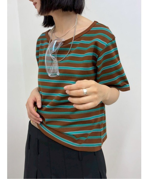 MIDVEIN(ミッドヴェイン)の「Border Tshirt(Tシャツ/カットソー・レディース・ブラウン/ブラック/ネイビー・FREE)」の8枚目の写真