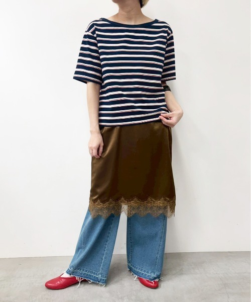 MIDVEIN(ミッドヴェイン)の「Border Tshirt(Tシャツ/カットソー・レディース・ブラウン/ブラック/ネイビー・FREE)」の11枚目の写真