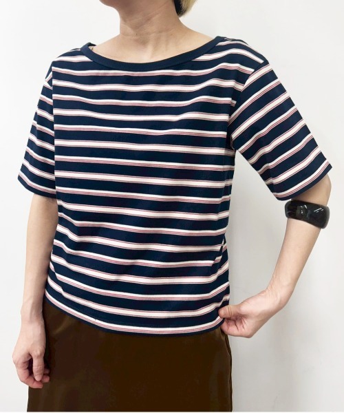 MIDVEIN(ミッドヴェイン)の「Border Tshirt(Tシャツ/カットソー・レディース・ブラウン/ブラック/ネイビー・FREE)」の14枚目の写真