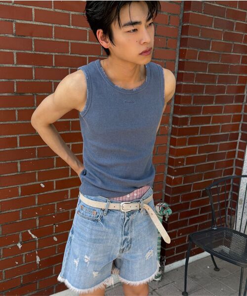 DRUNKTXT(ドランクテキスト)の「Damage Tank Top Blue(Tシャツ/カットソー・メンズ・その他・FREE)」の4枚目の写真