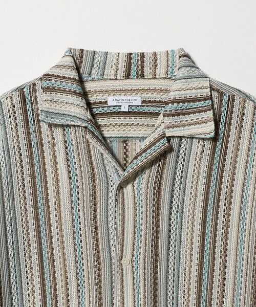 A DAY IN THE LIFE UNITED ARROWS(アデイインザライフユナイテッドアローズ)の「レース ストライプ オープンカラー シャツ<A DAY IN THE LIFE>(シャツ/ブラウス・メンズ・ダークグレー/コバルトブルー/ベージュ・M/L)」の7枚目の写真