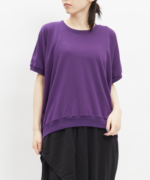 gomme(ゴム)の「コクーンT(Tシャツ/カットソー・レディース・パープル/ブラック・MEDIUM)」の1枚目の写真