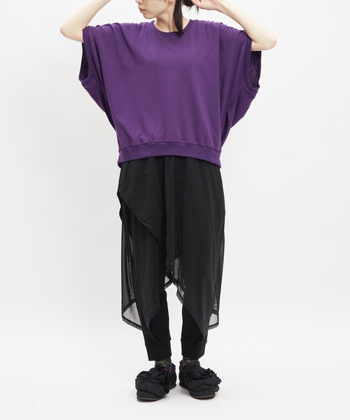 gomme(ゴム)の「コクーンT(Tシャツ/カットソー・レディース・パープル/ブラック・MEDIUM)」の9枚目の写真