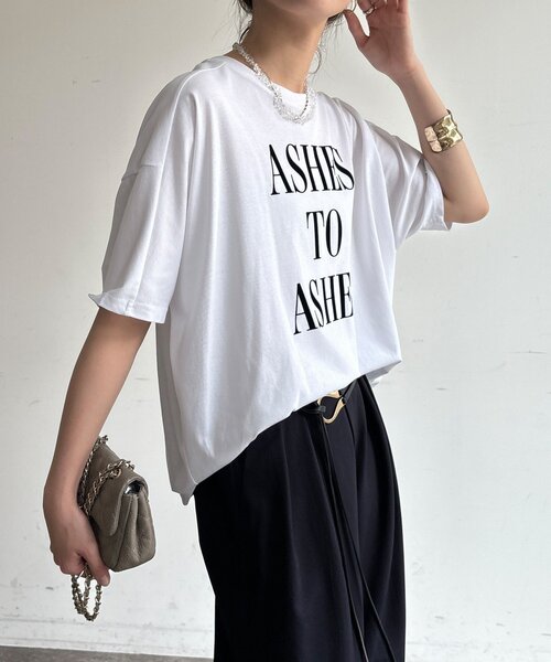 DouDou(ドゥドゥ)の「【WEB限定】フロッキーロゴプリントTEE(Tシャツ/カットソー・レディース・ブラック/オフホワイト/ブラウン・FREE)」の10枚目の写真