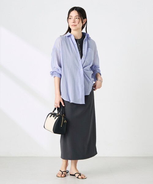 NOLLEY’S(ノーリーズ)の「ウォッシャブルキャッチワッシャーシアーシャツ(シャツ/ブラウス・レディース・ブラウン/グリーン/サックスブルー/ネイビー・FREE)」の5枚目の写真