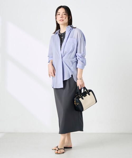 NOLLEY’S(ノーリーズ)の「ウォッシャブルキャッチワッシャーシアーシャツ(シャツ/ブラウス・レディース・ブラウン/グリーン/サックスブルー/ネイビー・FREE)」の6枚目の写真